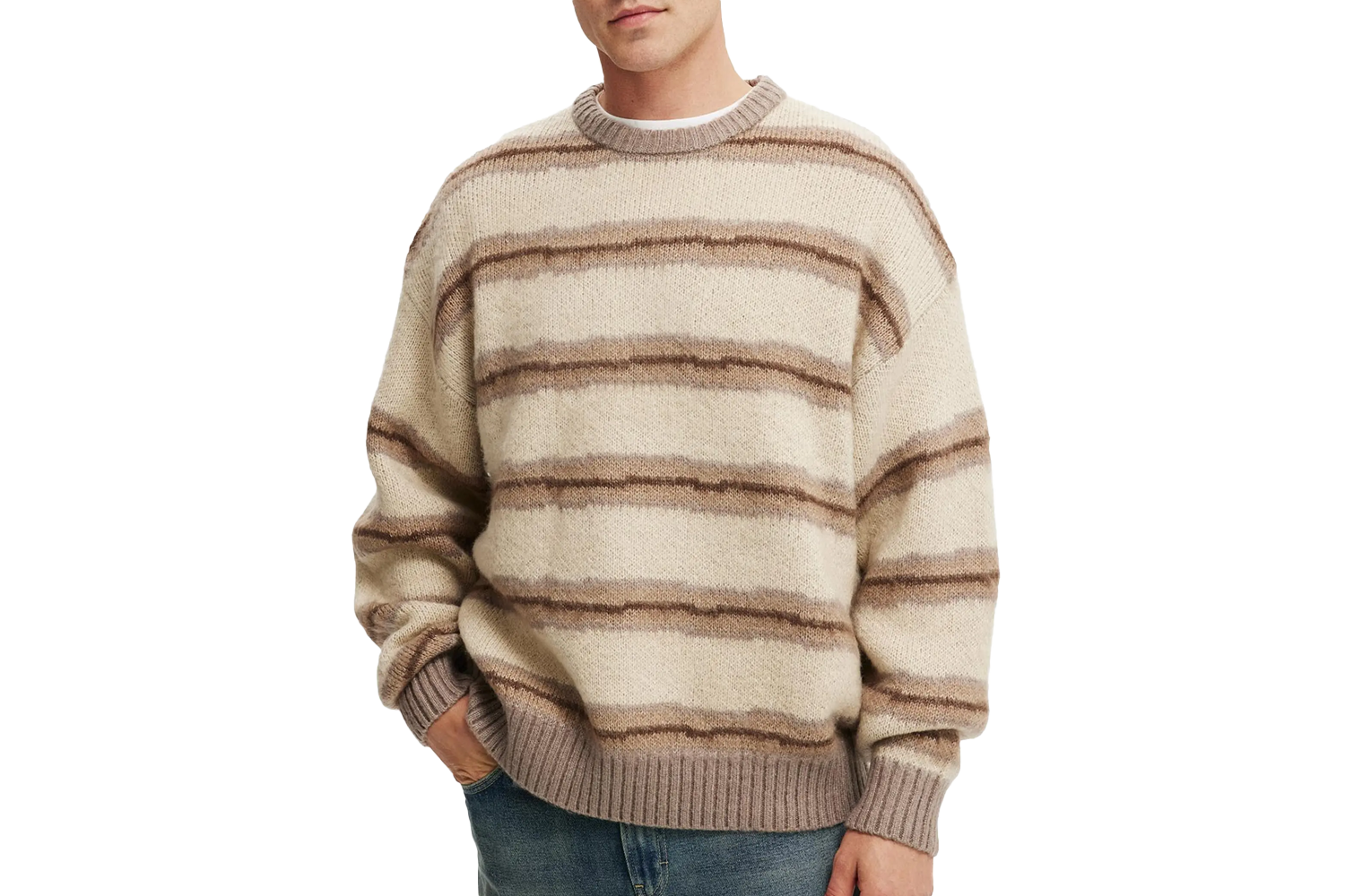 Cotton On Men’s Box Fit Fuzzy Crew Knit