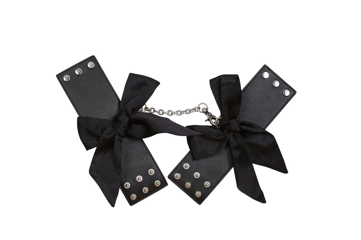 Fleur du Mal Leather Cuffs with Silk Bows