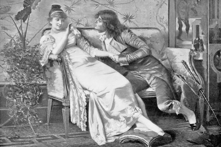 A Declaration of Love, painting by Frédéric Soulacroix (circa 19th century)