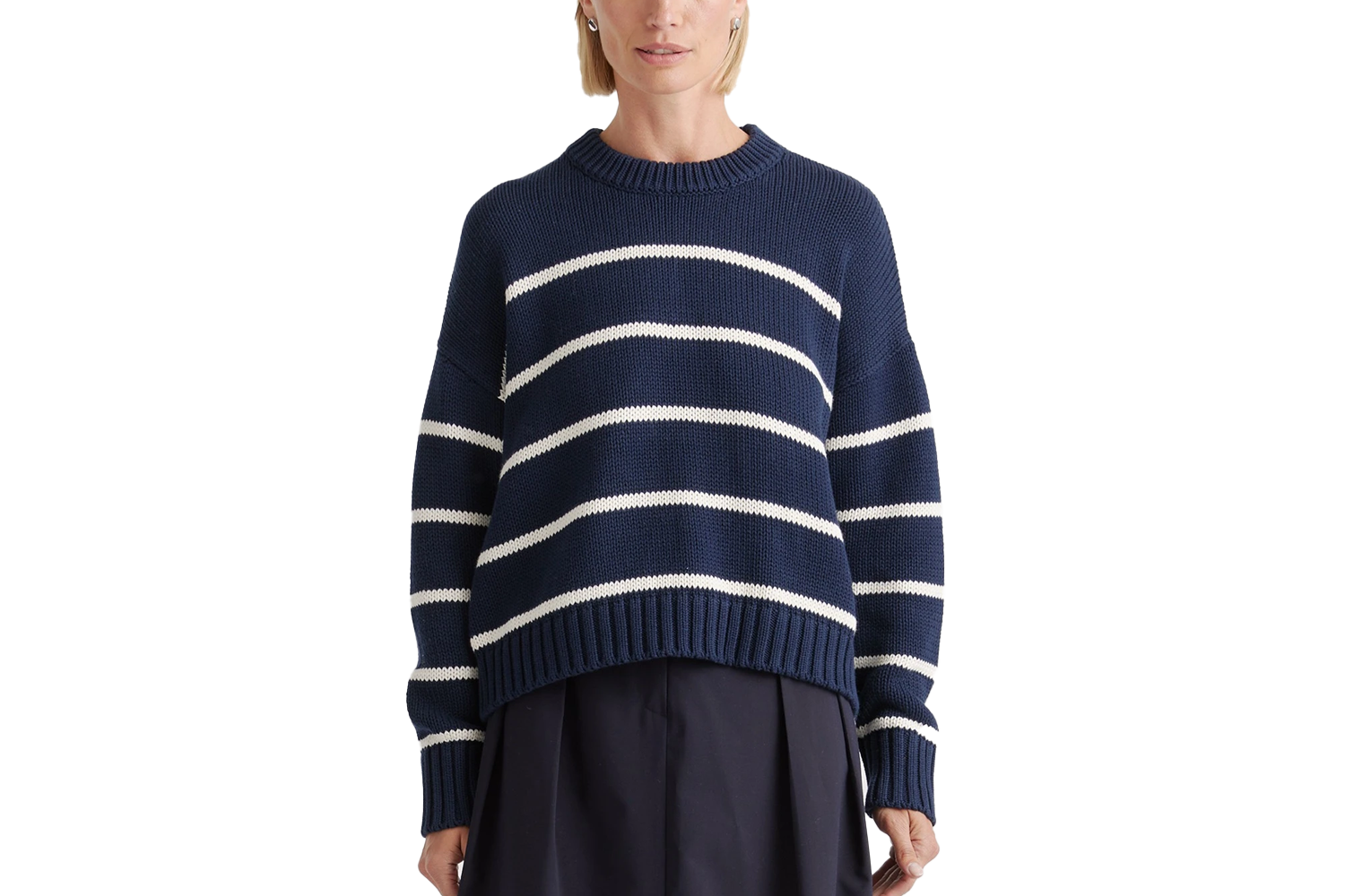 Quince 100% Organic Cotton Striped Crew Sweater