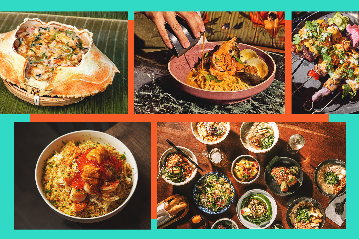 a collage of southeast asian food