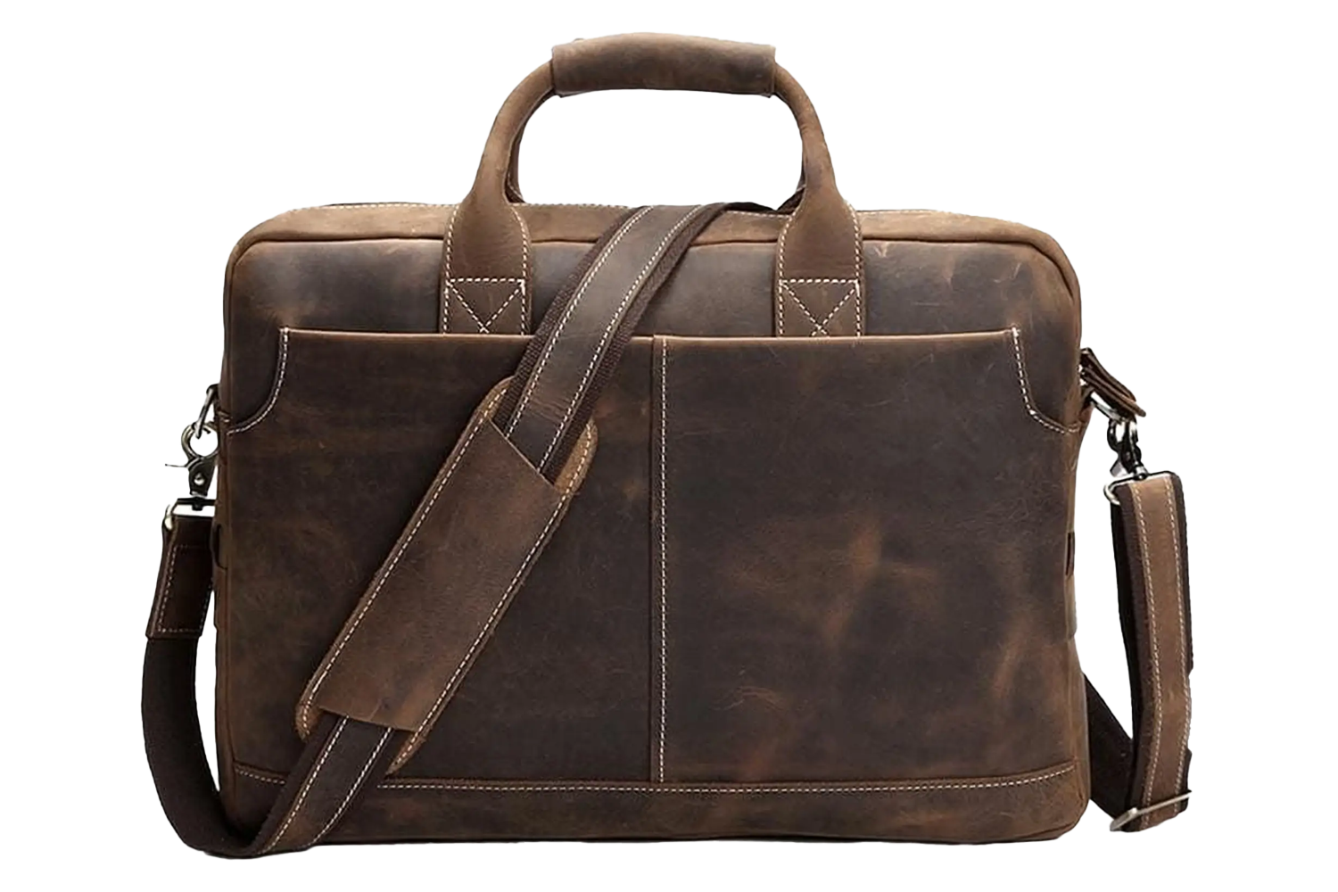 Steel Horse Leather The Welch Briefcase Vintage Leather Messenger Bag