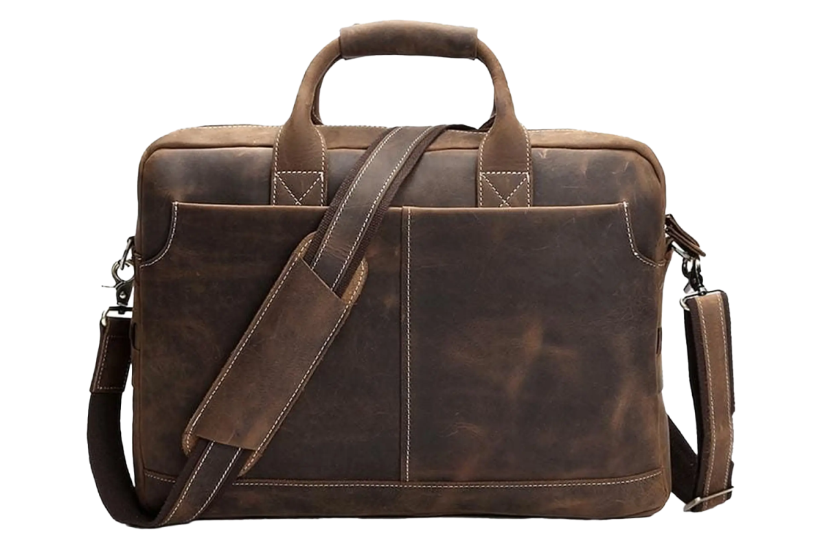 Steel Horse Leather The Welch Briefcase Vintage Leather Messenger Bag