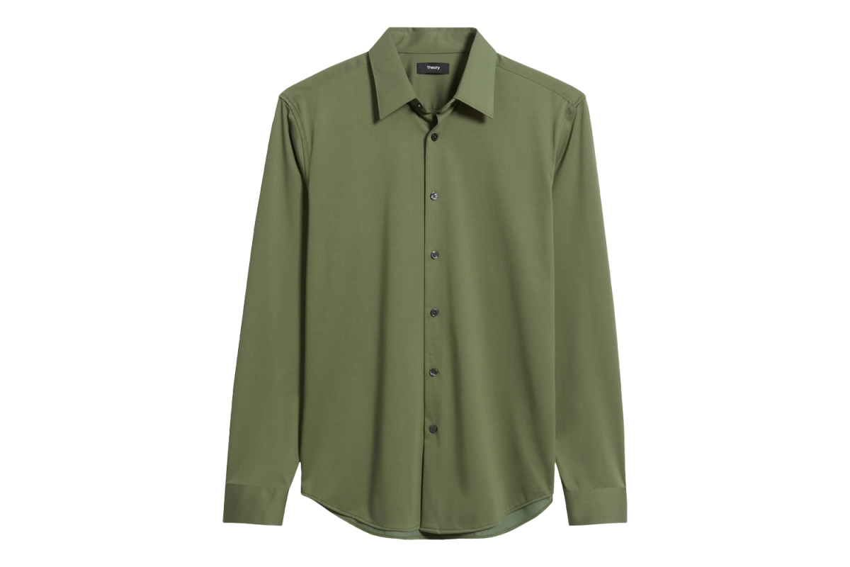 Theory Sylvain ND Structure Knit Button-Up Shirt