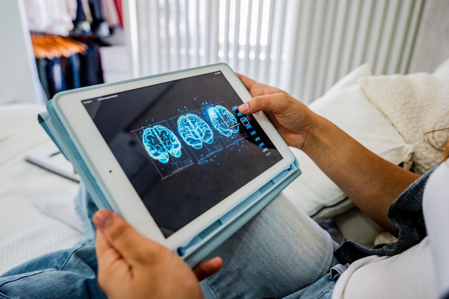 Person looking at brain scan