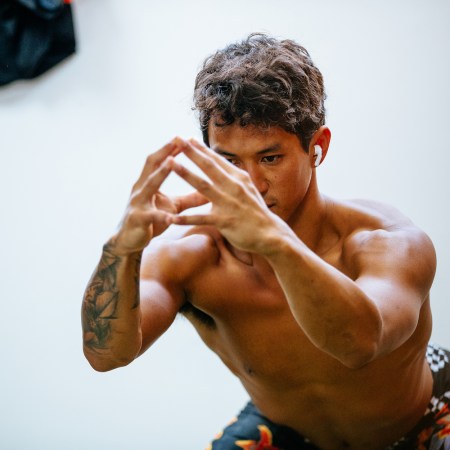 A man performing air squats.