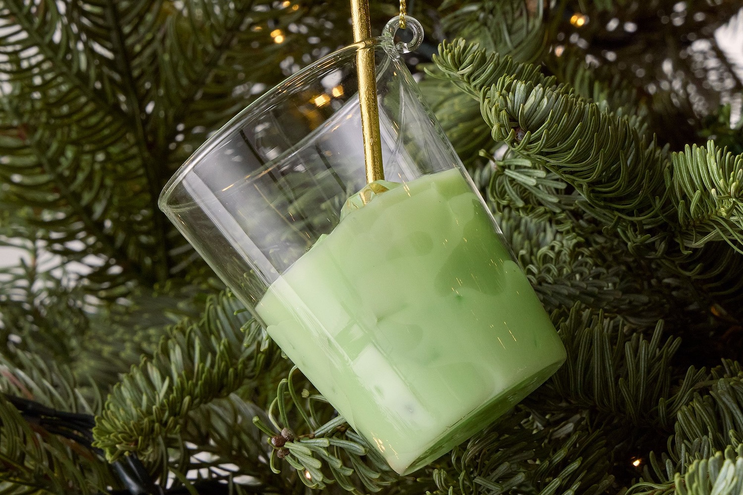 West Elm Glass Iced Matcha Latte Ornament