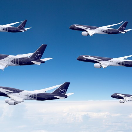 Lufthansa planes with new livery celebrating its 100th birthday