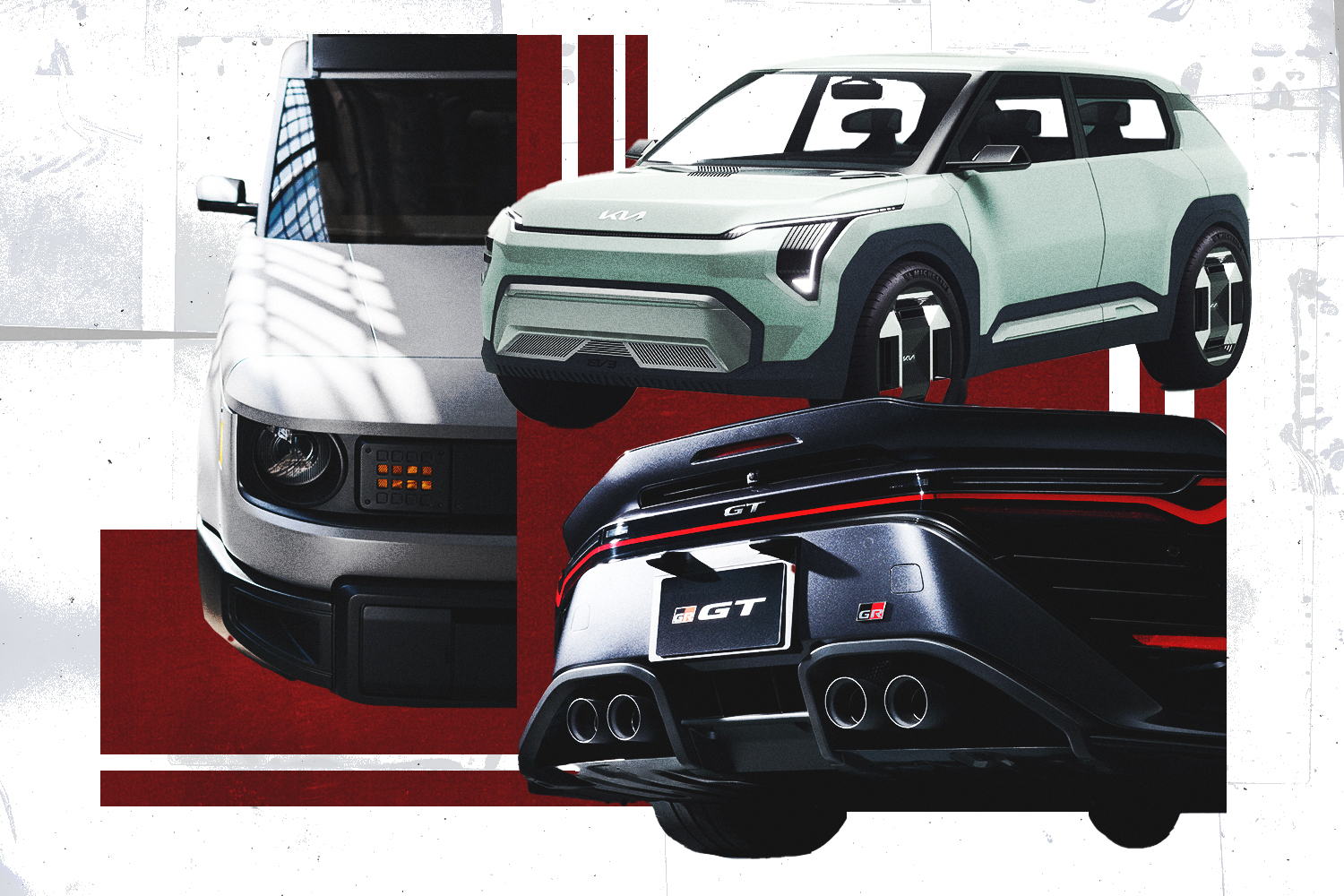 Three of the new vehicles we can't wait to drive in 2026, including the Slate Truck, the Kia EV3 electric crossover and the Toyota GR GT sports car