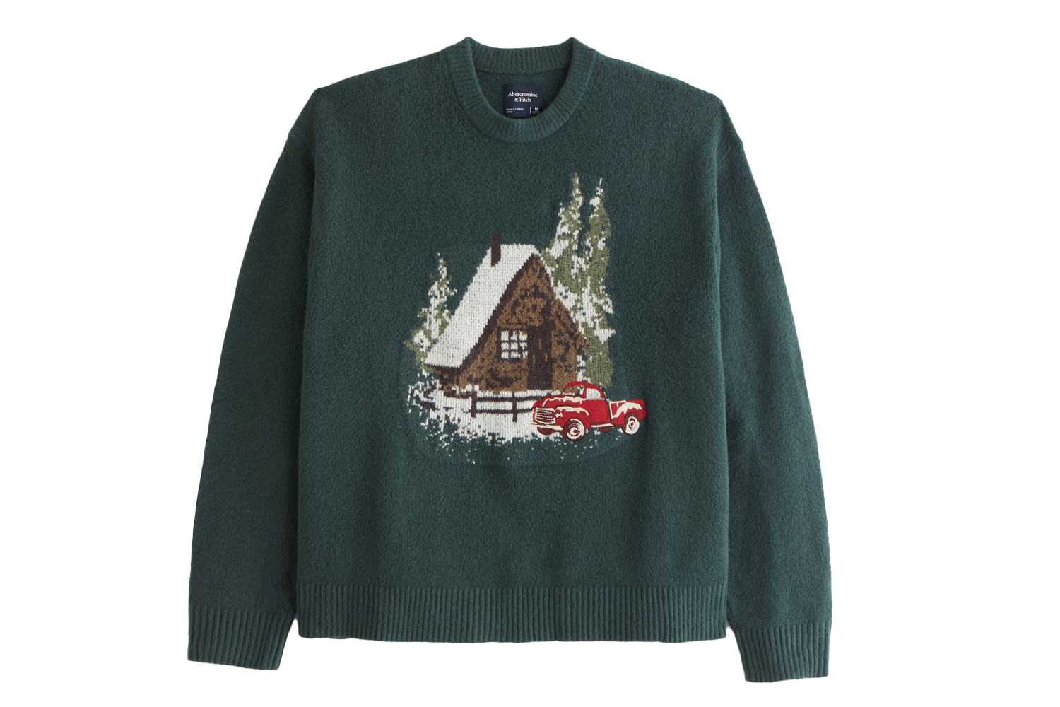 Abercrombie Oversized Holiday Graphic Crew Sweater
