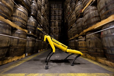 A Boston Dynamics Spot robot dog at a Bacardi whisky-aging warehouse