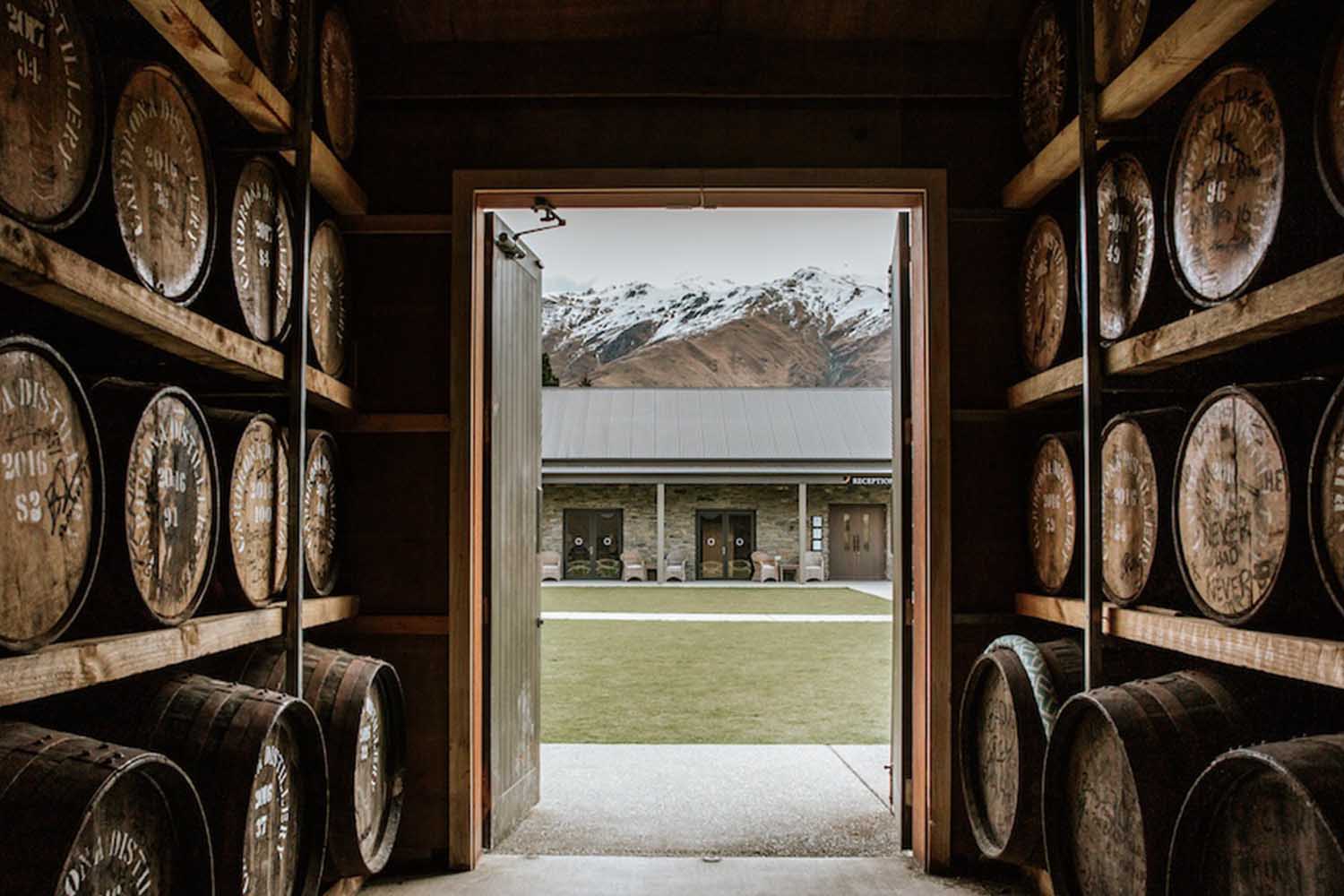 The barrel room at Cardrona Distillery in New Zealand