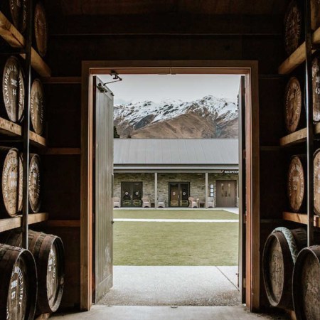The barrel room at Cardrona Distillery in New Zealand