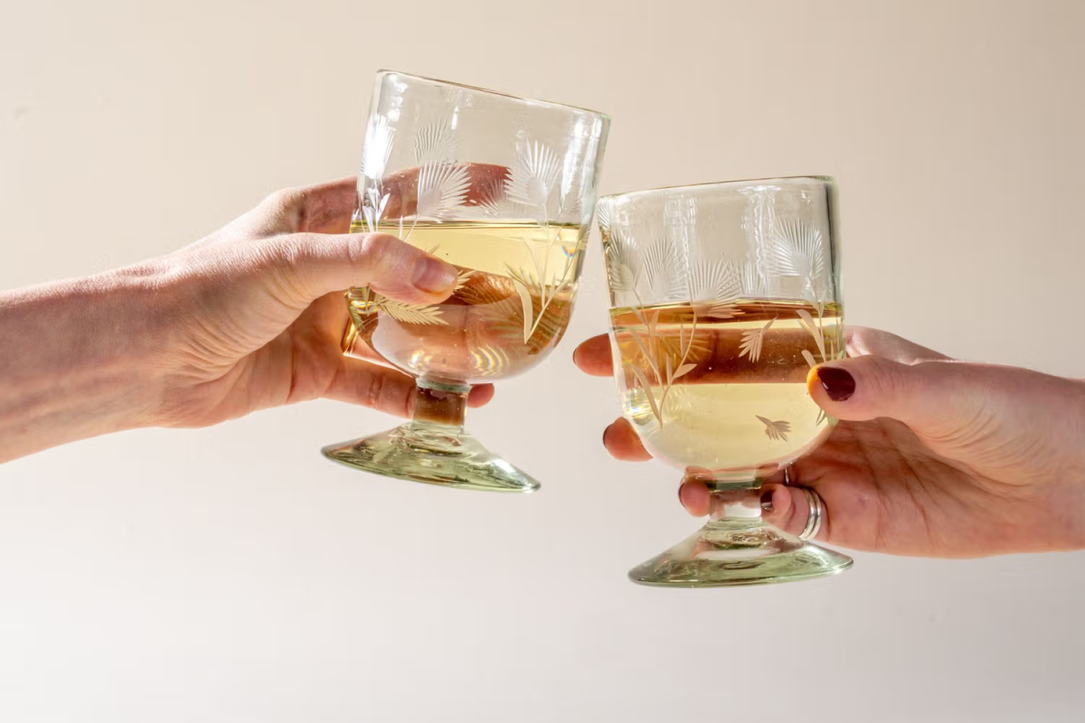 Etched Thistle Recycled Glassware