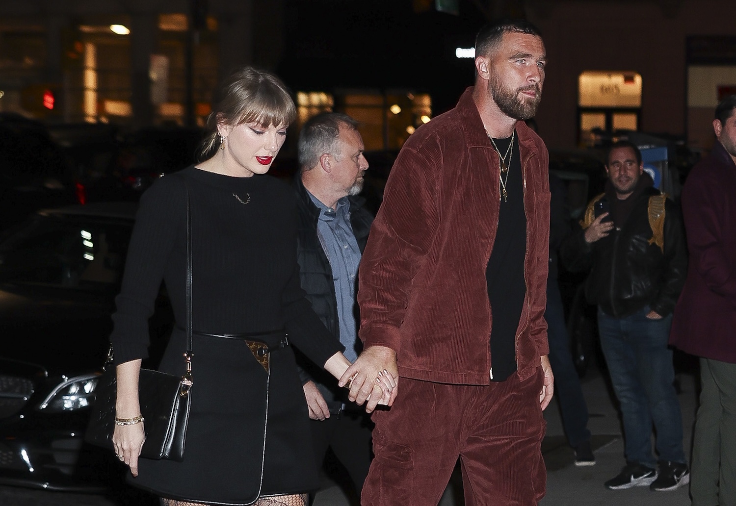 Taylor Swift and Travis Kelce in NoHo on November 06, 2025 in New York City