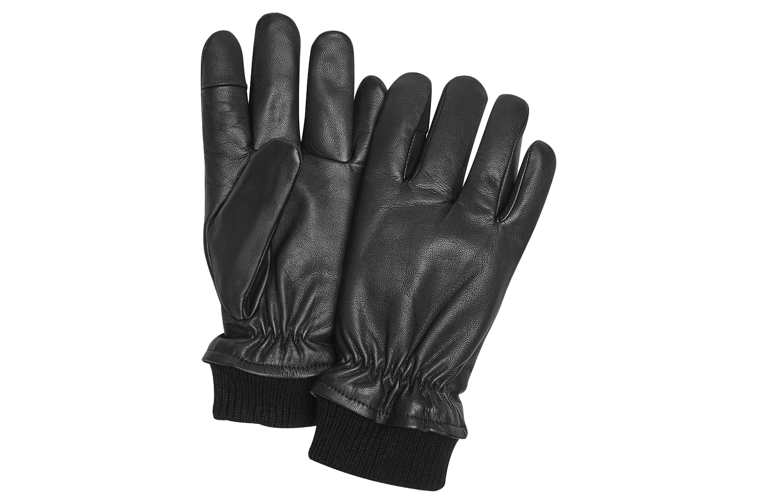 Joseph Abboud Ribbed Cuff Leather Gloves