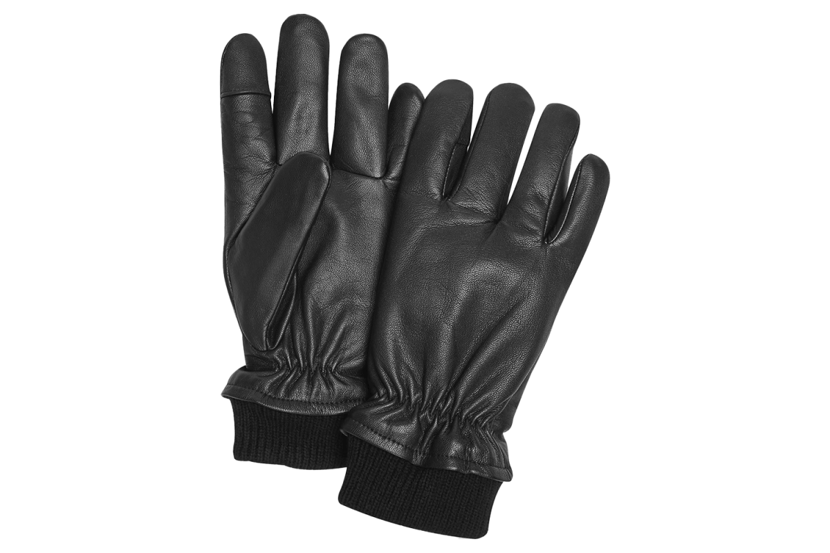 Joseph Abboud Ribbed Cuff Leather Gloves