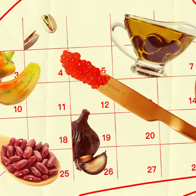 ingredients overlaid on a calendar