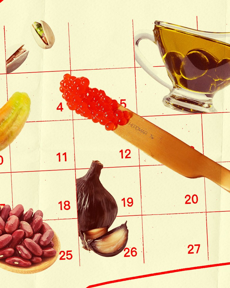 ingredients overlaid on a calendar