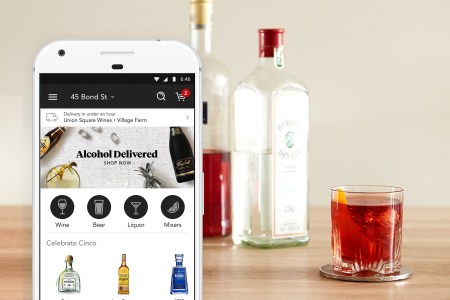 Minibar Delivery screenshot on phone and booze
