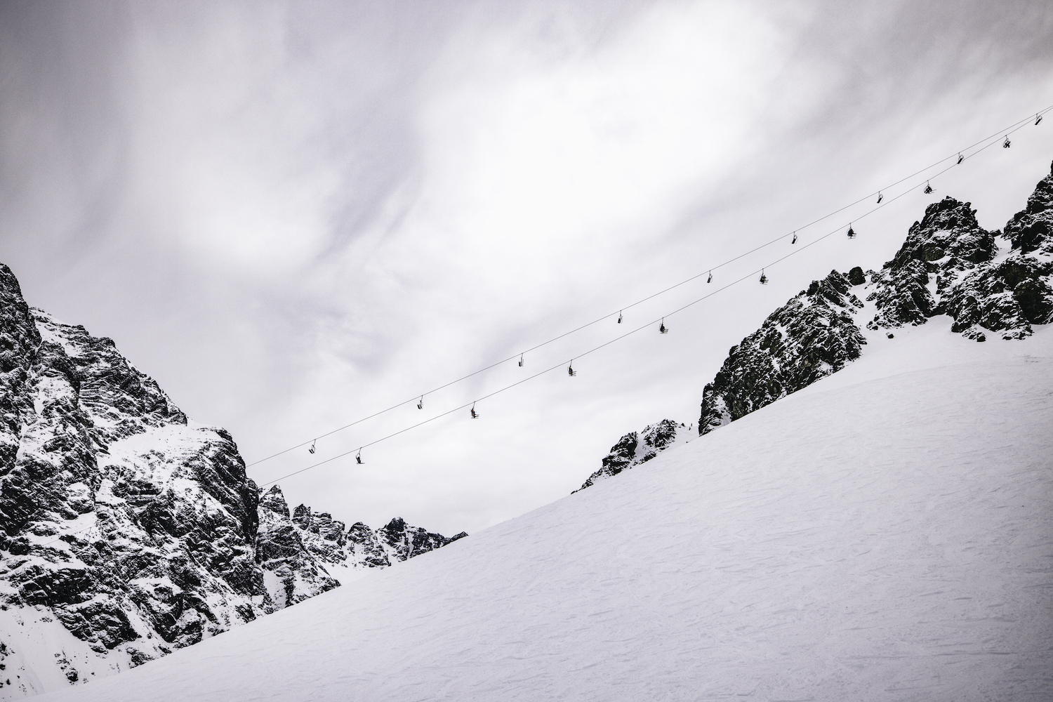 An artistic side view of the ski lifts.