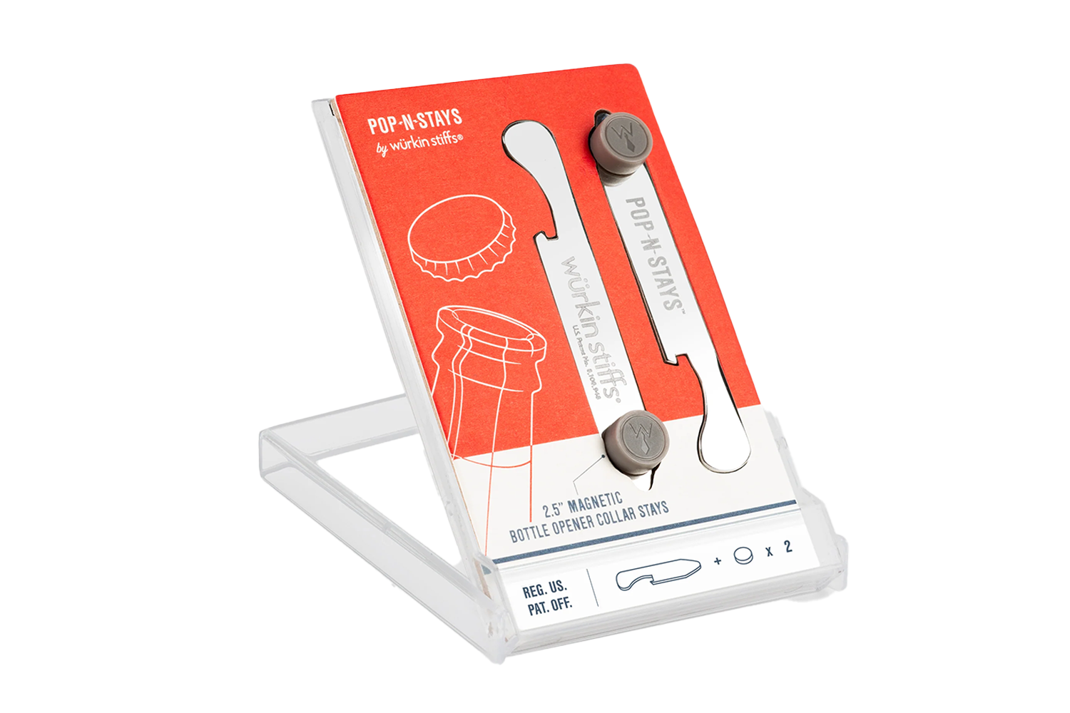 Würkin Stiffs Pop-N-Stays Bottle Opener Magnetic Collar Stays