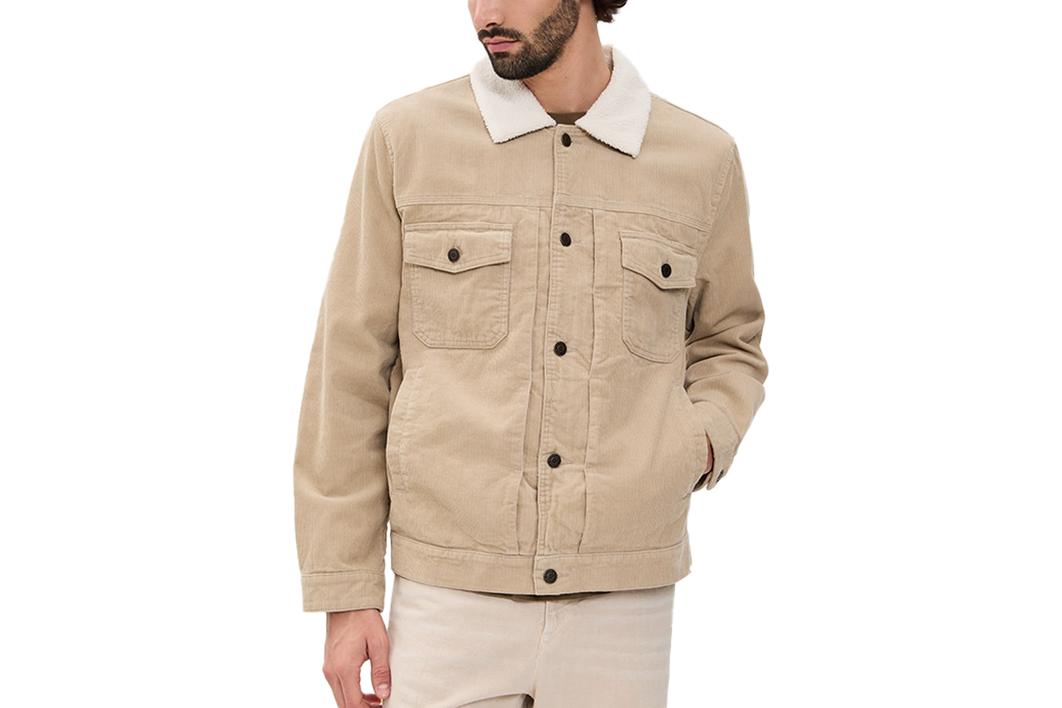 Rhythm Flannel-Lined Corduroy Trucker Jacket