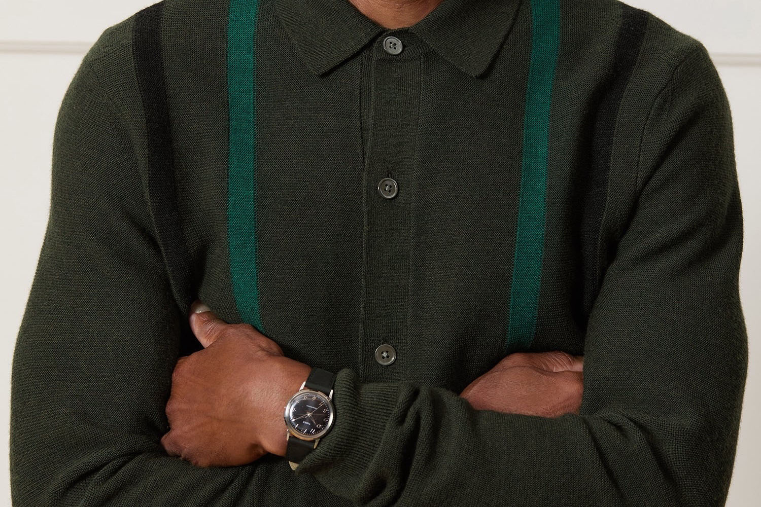 A man wearing a button-up shirt from Todd Snyder