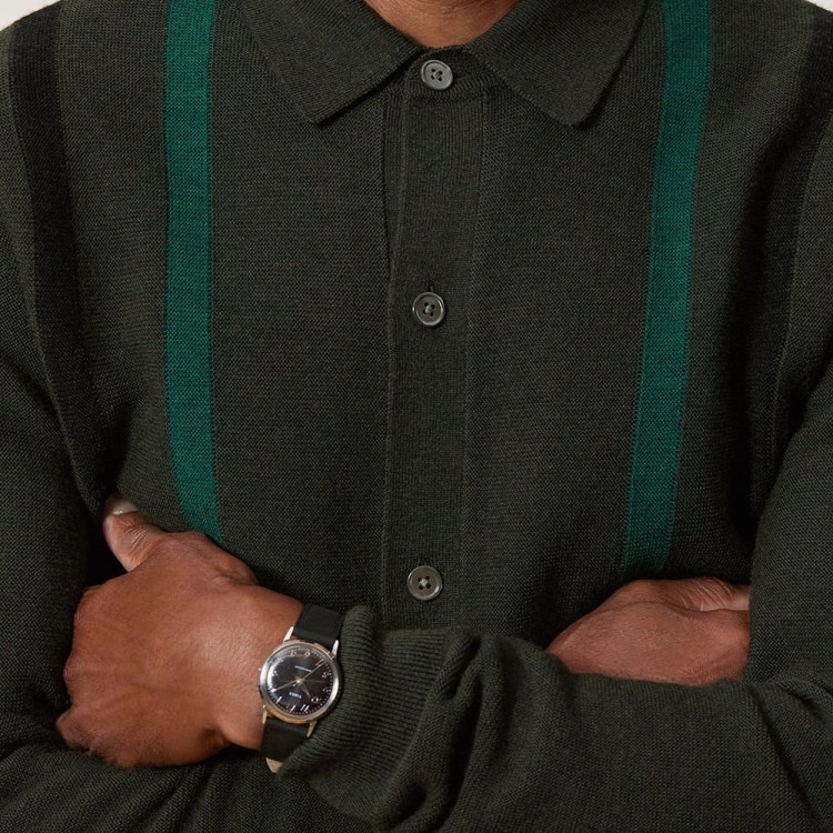 A man wearing a button-up shirt from Todd Snyder