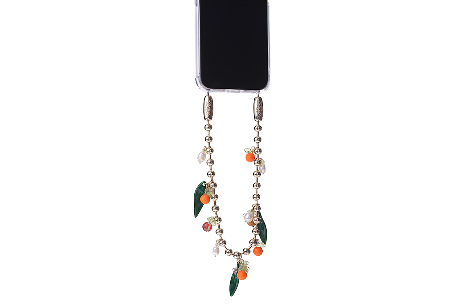 Ossa Orange and Pearl Ballchain Wristlet