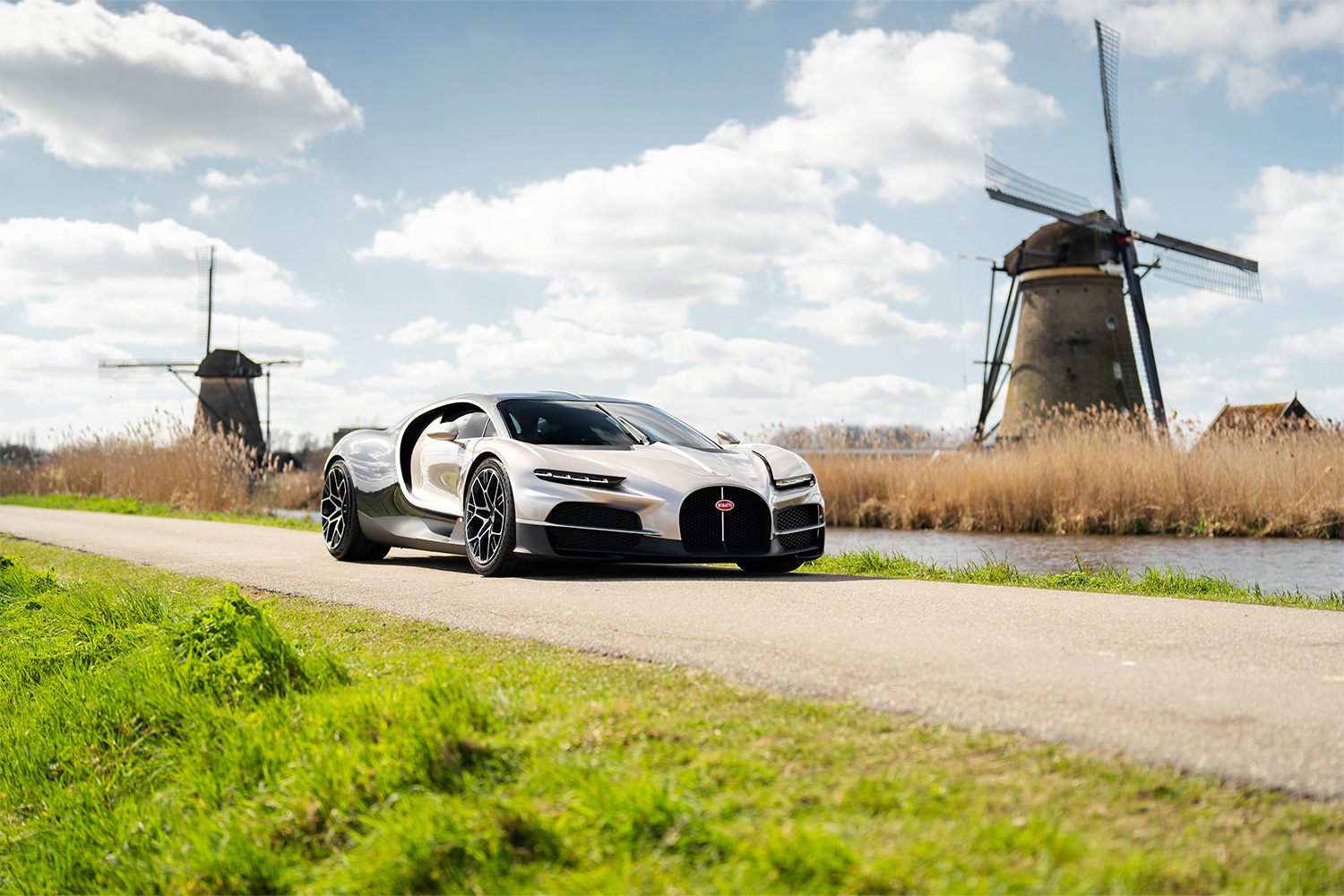 The Bugatti Tourbillon driving in the countryside