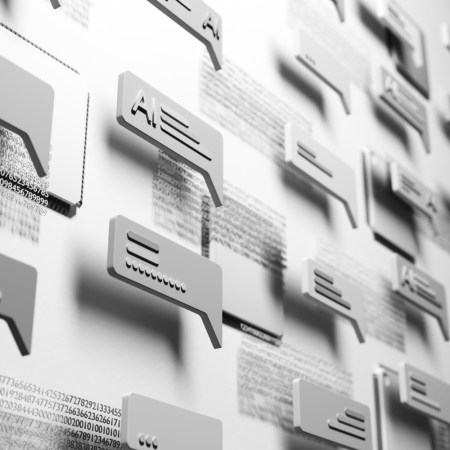 Illustration of chatbots talking