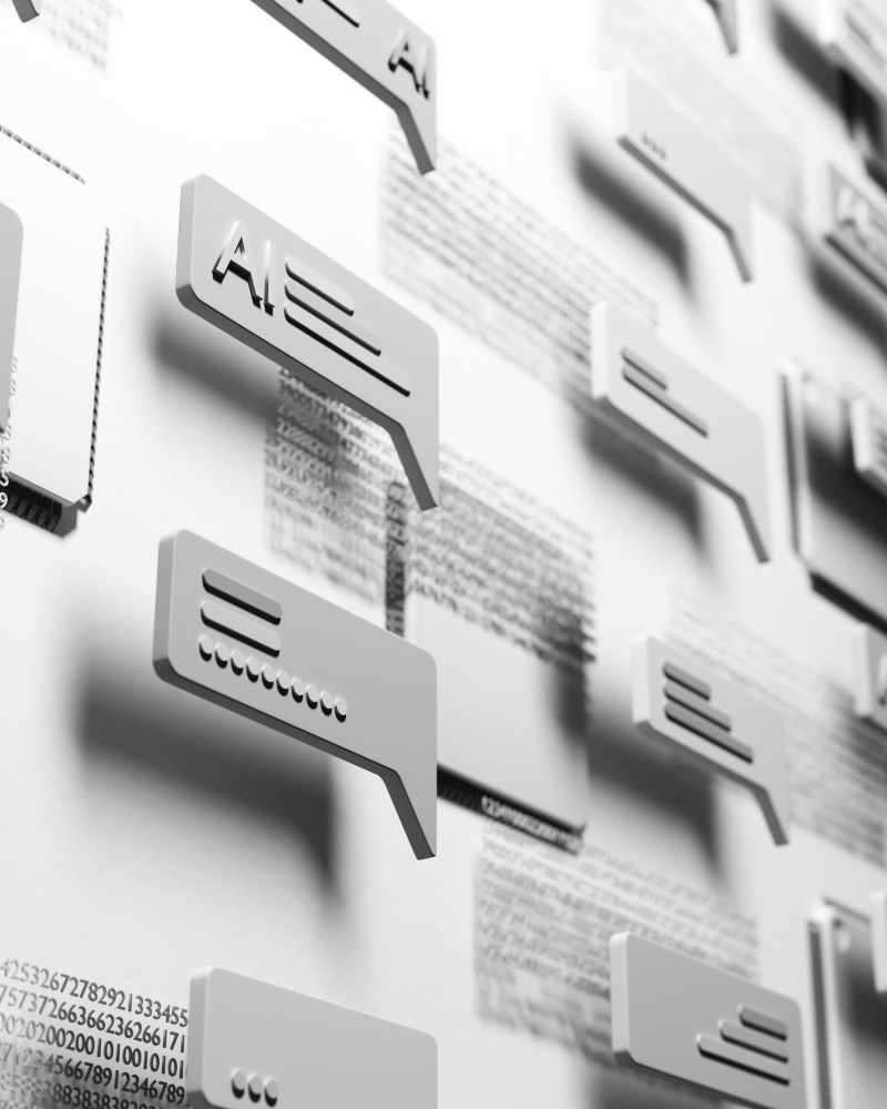 Illustration of chatbots talking