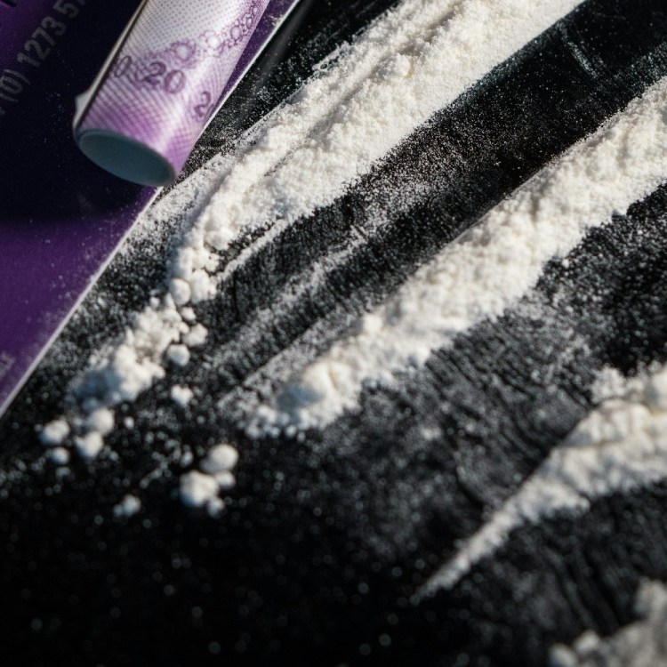 Cocaine and rolled up money