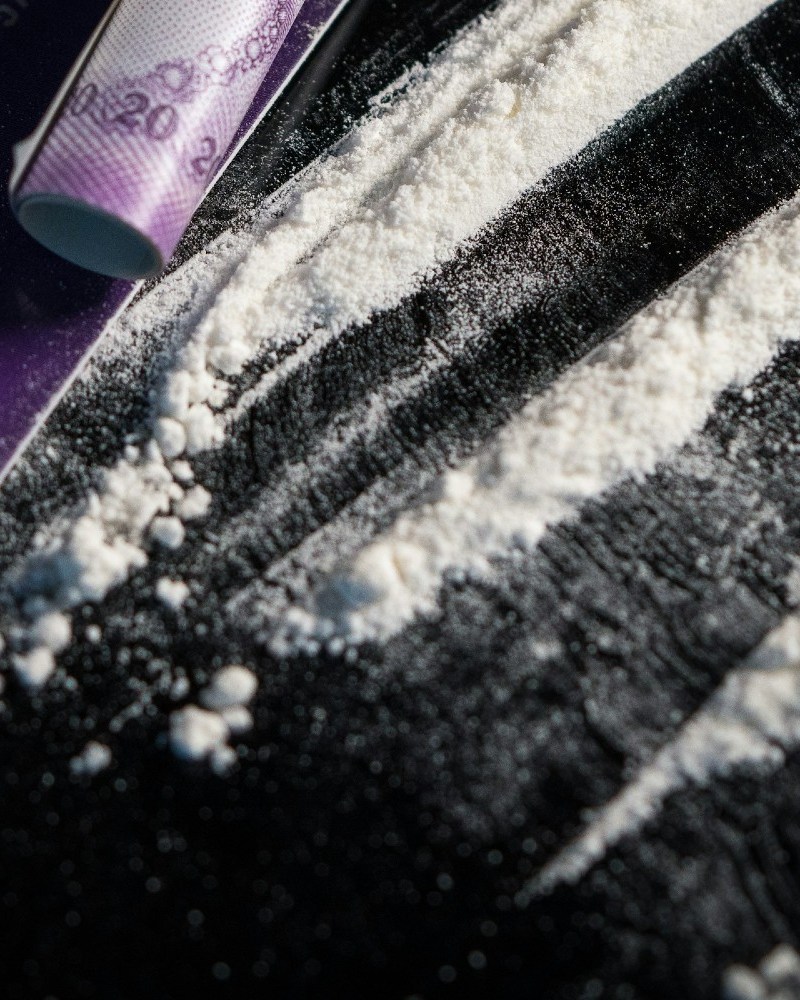 Cocaine and rolled up money