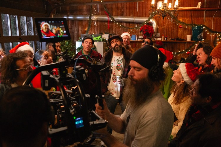Jason Kelce and friends recording the "O Beer" video