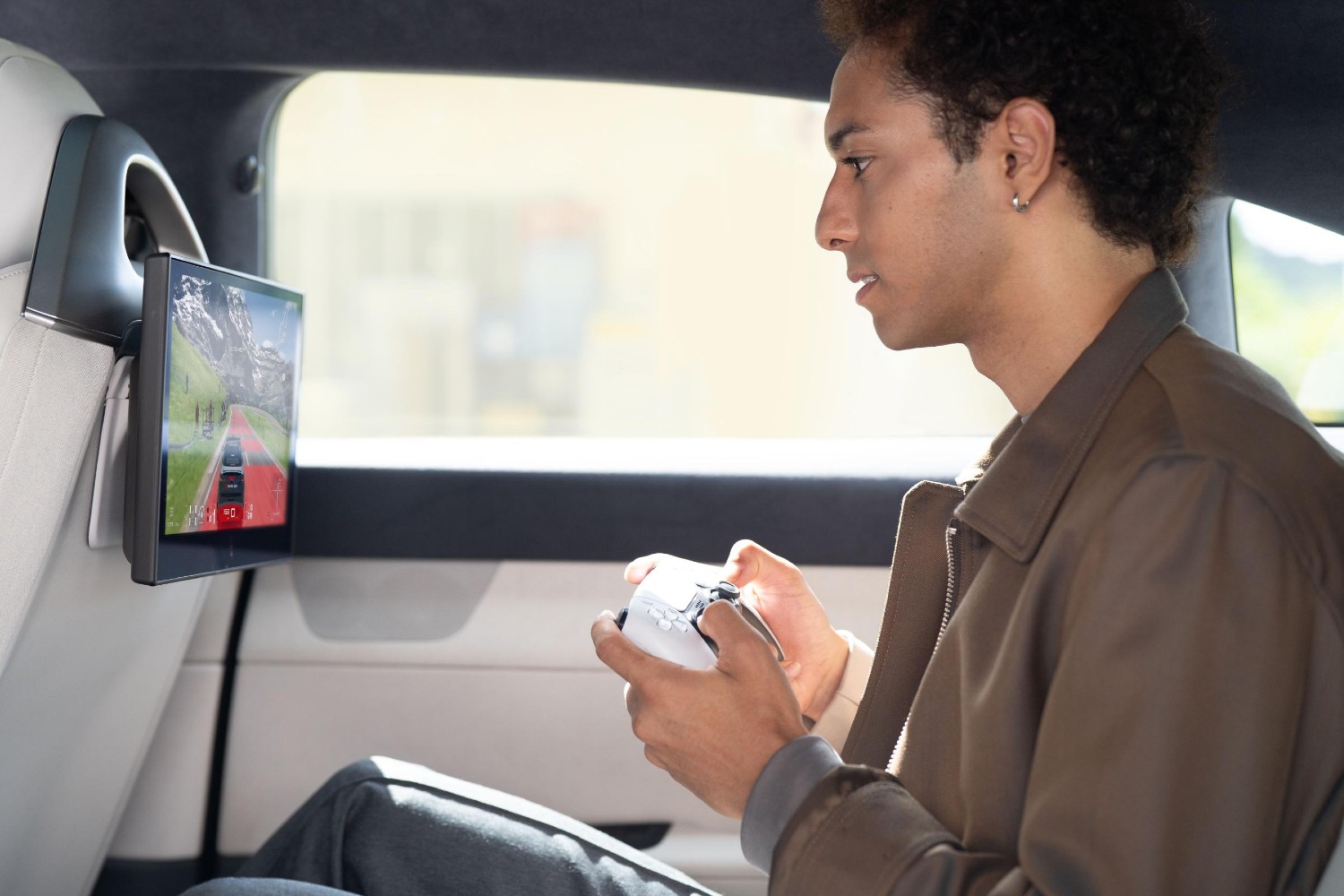 Video game played in a car