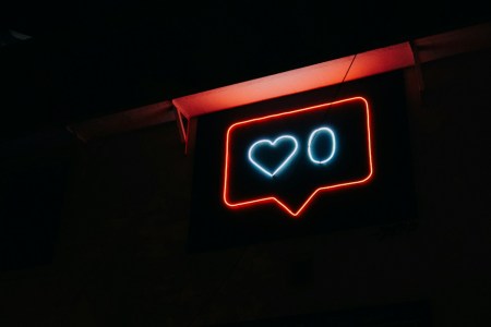 Neon social media sign