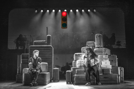 Sam Tutty and Christiani Pitts in the new Broadway musical "Two Strangers (Carry a Cake Across New York)."