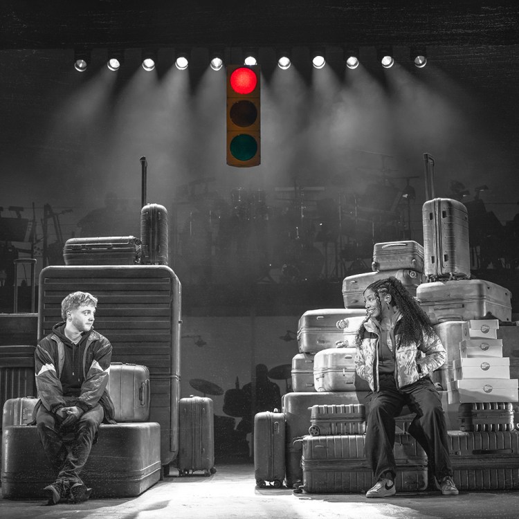 Sam Tutty and Christiani Pitts in the new Broadway musical "Two Strangers (Carry a Cake Across New York)."