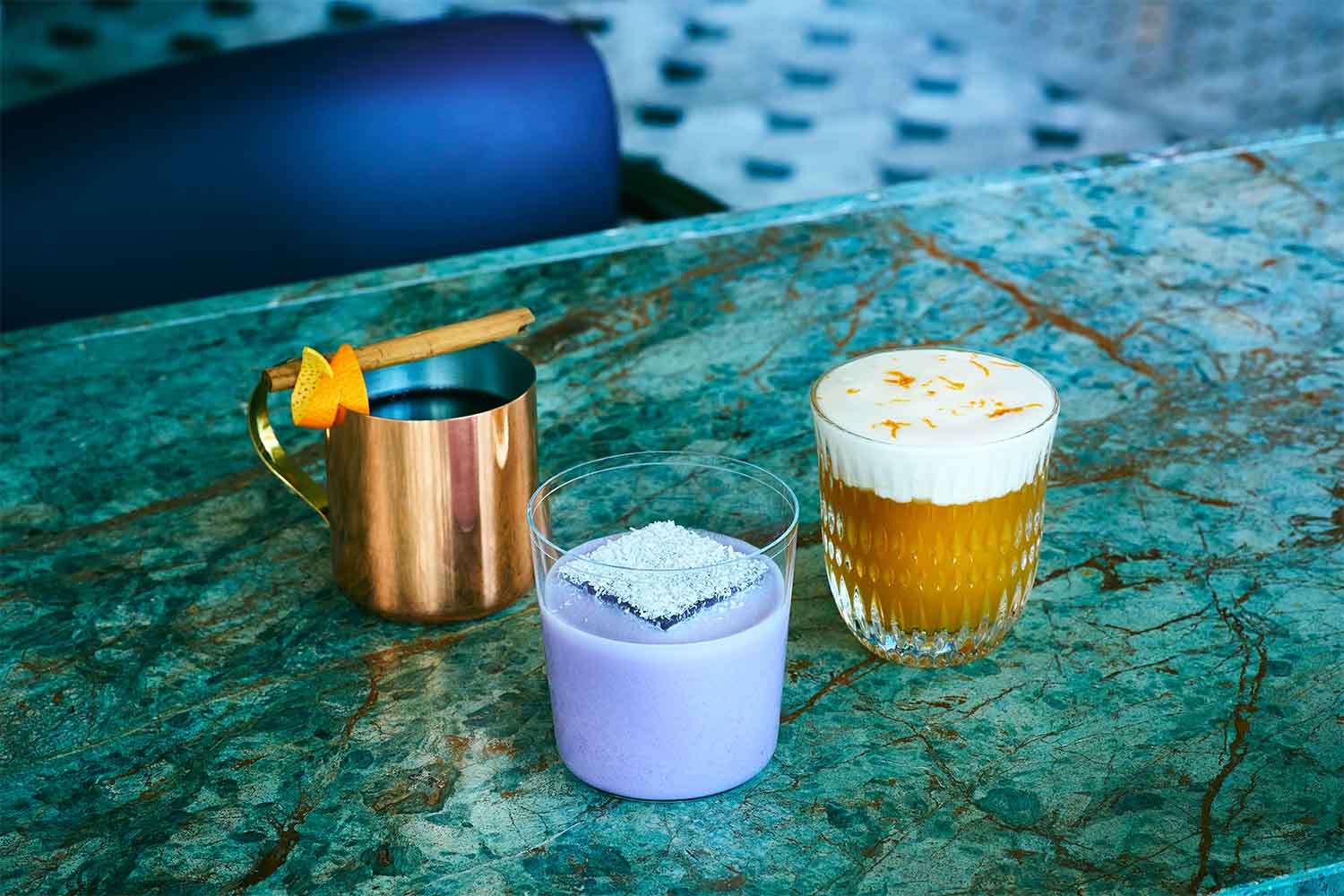 The Okinawan Coquito (center) at Canes & Tales in the Waldorf Astoria Osaka