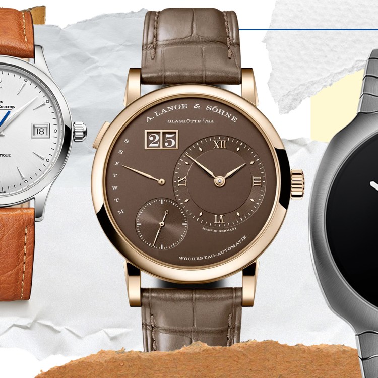 A collage of three of the best new watches from December 2025, including pieces from Jaeger-LeCoultre, A. Lange & Söhne, and H. Moser & Cie
