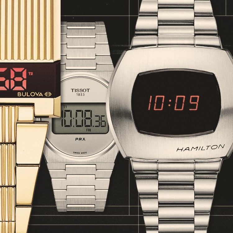 a collage of digital watches