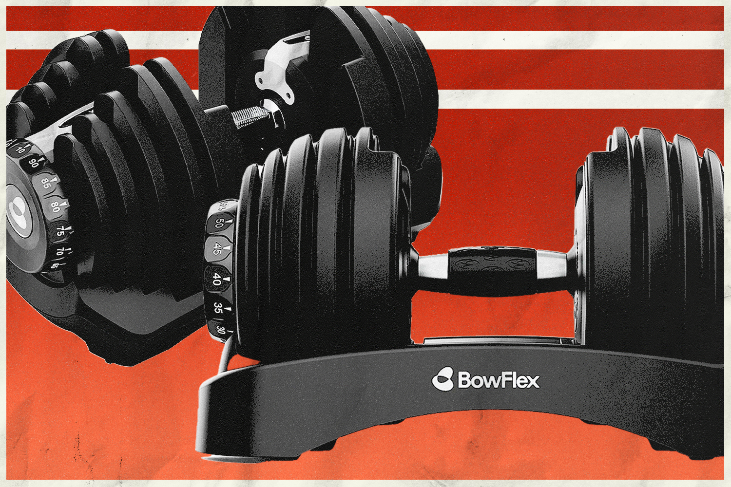 dumbbells on textured multi-colored background