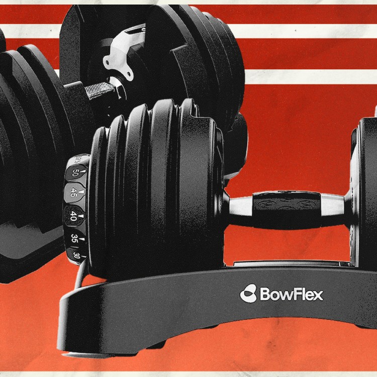 dumbbells on textured multi-colored background