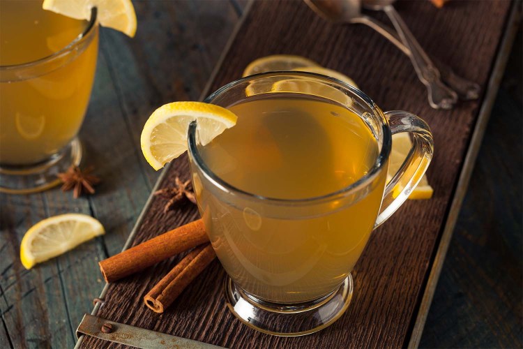 Warm Hot Toddy with Lemon Bourbon and Spices