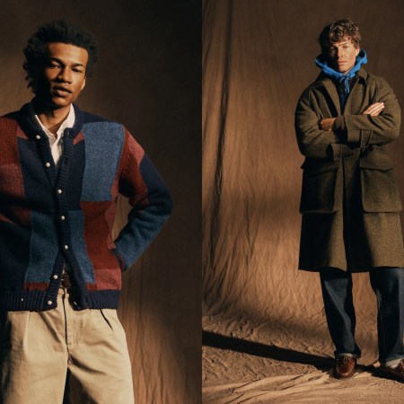 Two models posing in Noah clothing