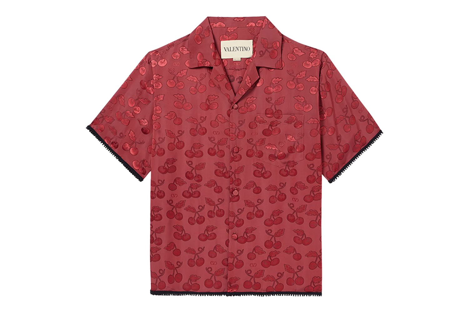 Valentino Cherryfic Crochet-Trimmed Jacquard Shirt