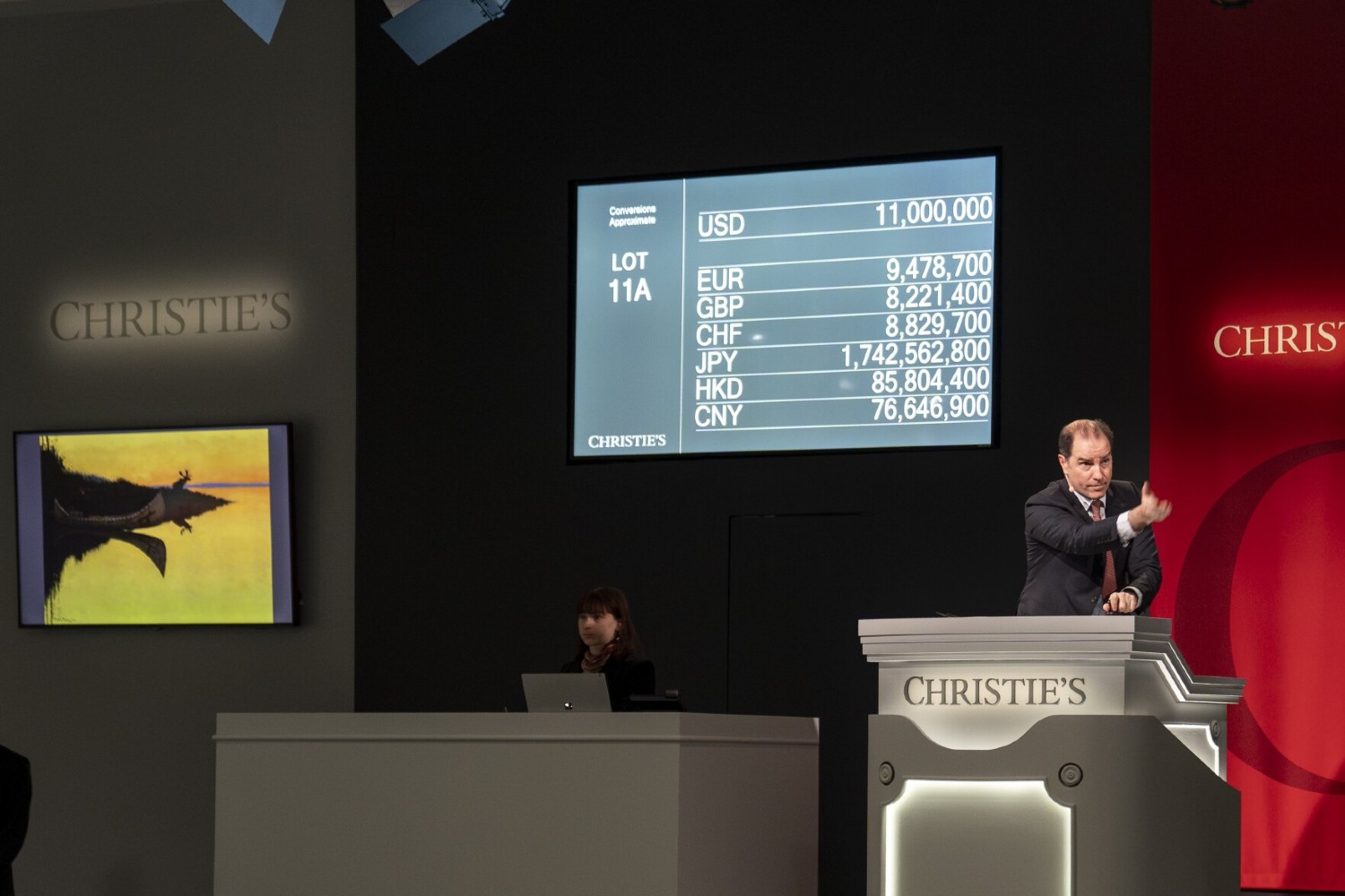 Auctioning a painting at Christie's