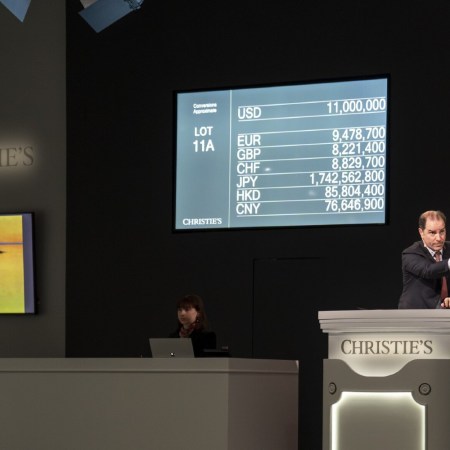 Auctioning a painting at Christie's